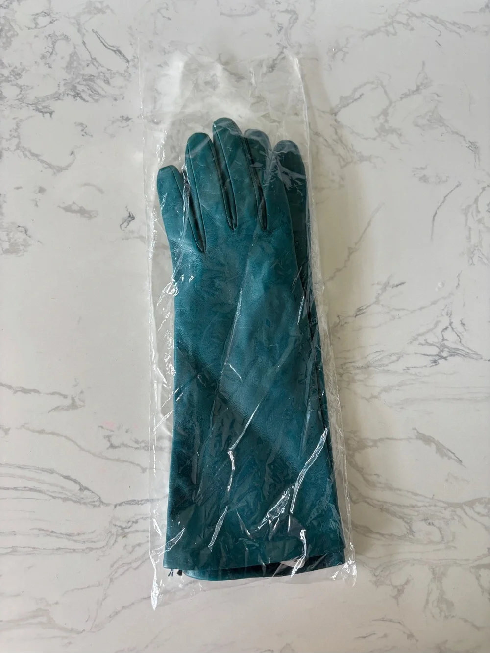 Peruzzi Italian Silk Lined Leather Gloves sz 7, deep teal, NWT